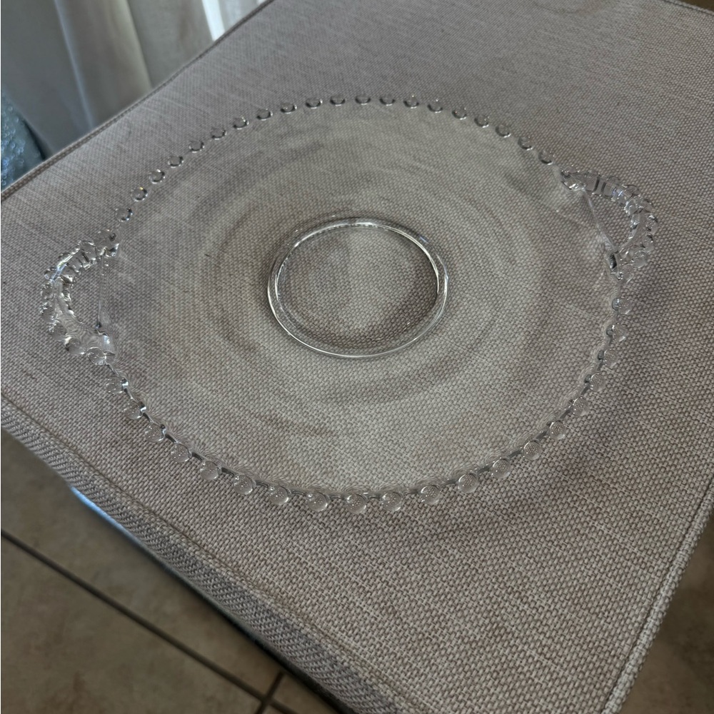 Vintage‎ Clear Glass Beaded Edge Serving Plate – 11” Candlewick Style